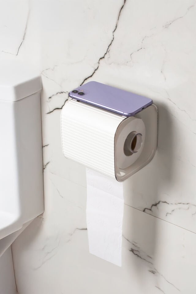 Porsima 2041 Yapışkanlı Banyo Tuvalet Kağıtlığı Wc Peçetelik Kağıtlık Tutucu Tuvalet Kağıt Organizeri Beyaz