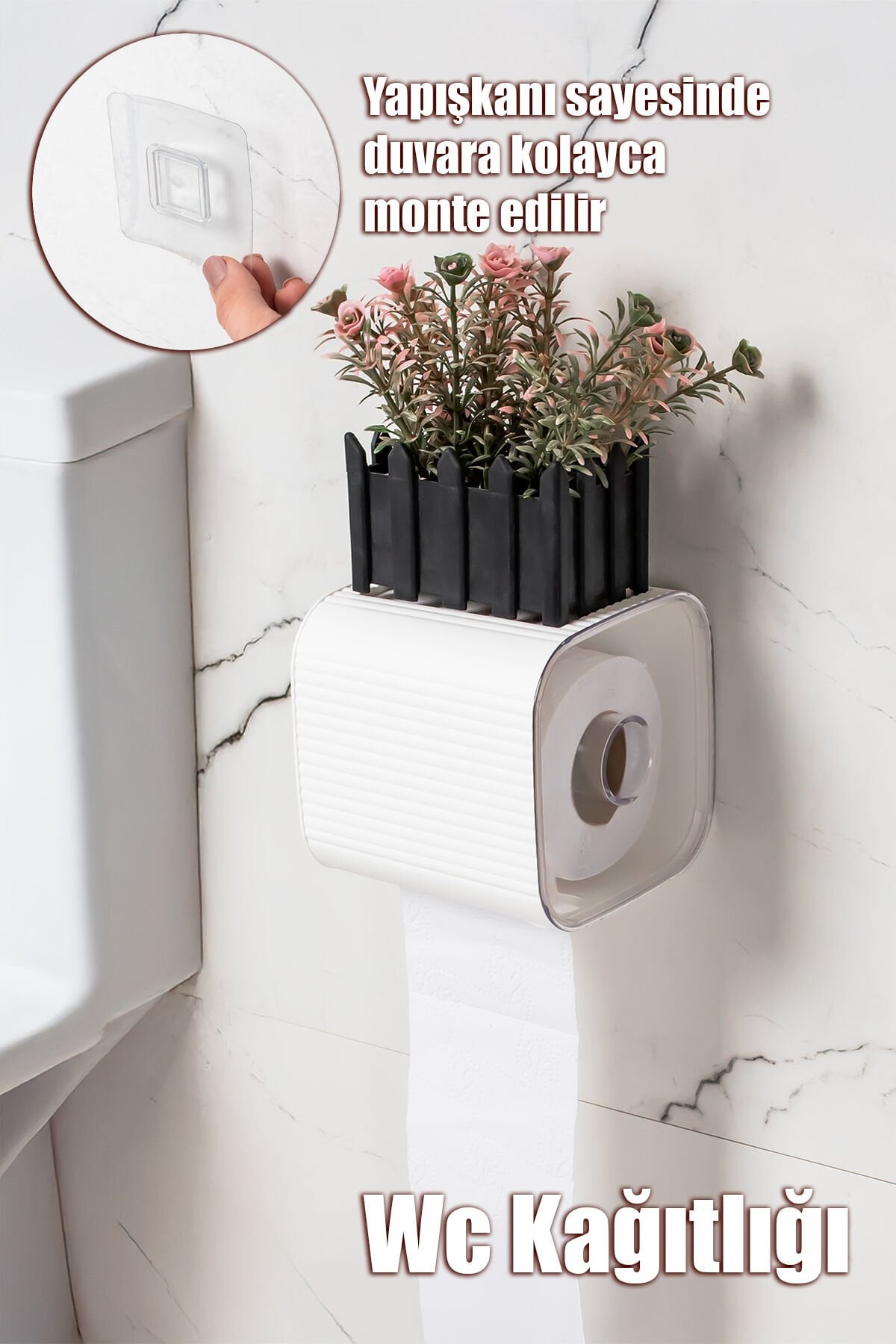 Porsima 2041 Yapışkanlı Banyo Tuvalet Kağıtlığı Wc Peçetelik Kağıtlık Tutucu Tuvalet Kağıt Organizeri Beyaz