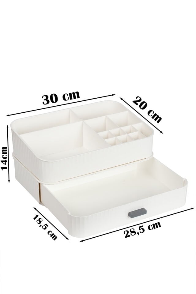 Porsima 0619 Çekmeceli Takı Makyaj Organizeri Düzenleyici Makyaj Çekmeceli Bijuteri Mücevher Kutusu Beyaz