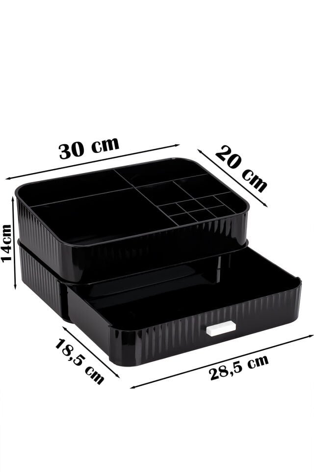 Porsima 0619 Çekmeceli Takı Makyaj Organizeri Düzenleyici Makyaj Çekmeceli Bijuteri Mücevher Kutusu Siyah
