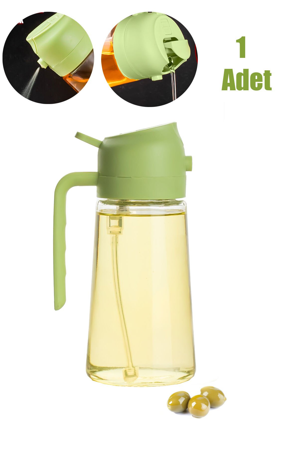 Porsima Alk-1900 Çok Amaçlı Cam Sprey Şişe -yağdanlık Limon Sirke Sos Püskürtücü, Sızdırmaz Yağlık Yeşil