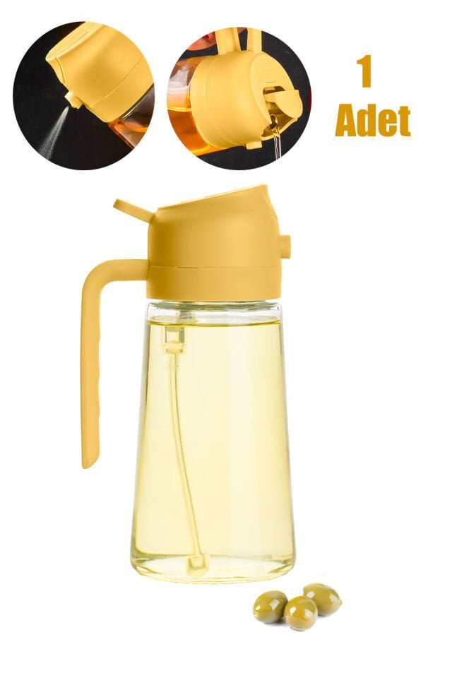 Porsima Alk-3157 Çok Amaçlı Cam Sprey Şişe -yağdanlık Limon Sirke Sos Püskürtücü, Sızdırmaz Yağlık Sarı