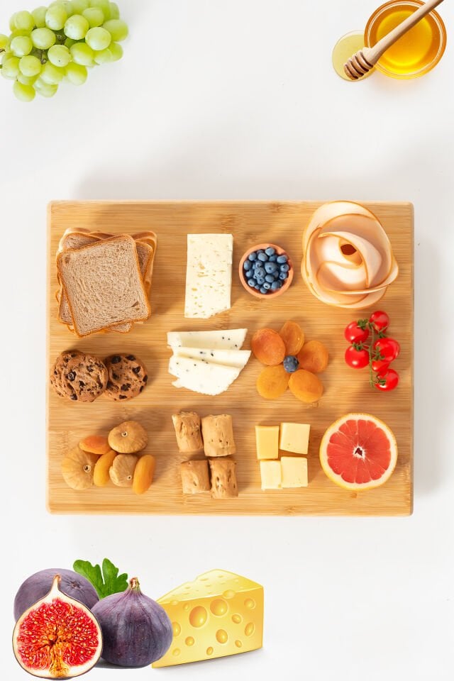 Porsima Bambu Peynir Pizza Tahtası Döner Sunum Tahtası 360 Derece Dönen Yuvarlak Lüx Servis 35 x 30 x 1.5 cm