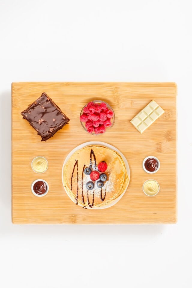 Porsima Bambu Peynir Pizza Tahtası Döner Sunum Tahtası 360 Derece Dönen Yuvarlak Lüx Servis 35 x 30 x 1.5 cm