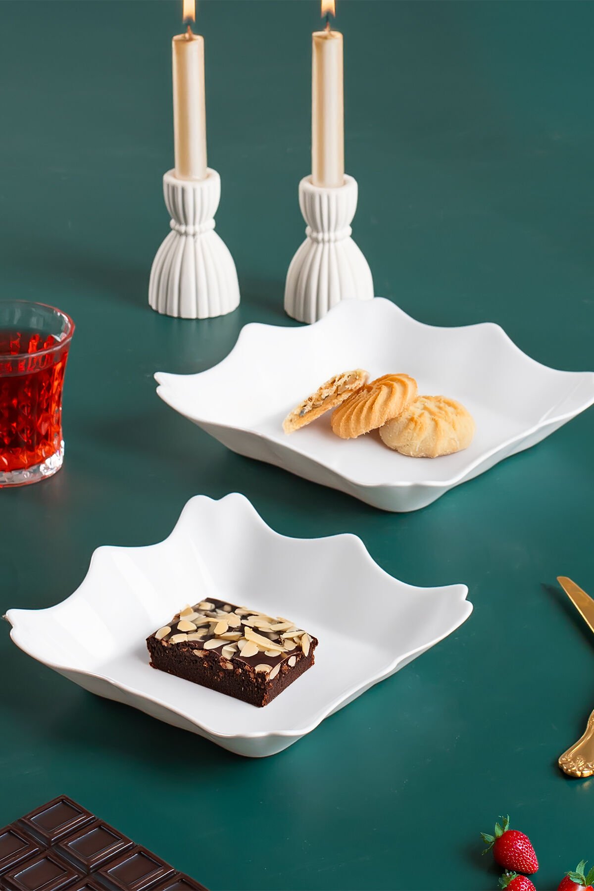 Porsima Porselen 2li Sunumluk Kase Kahvaltılık Şekerlik Reçellik Sosluk Çerezlik Salata Kase Seti 19x21 Cm