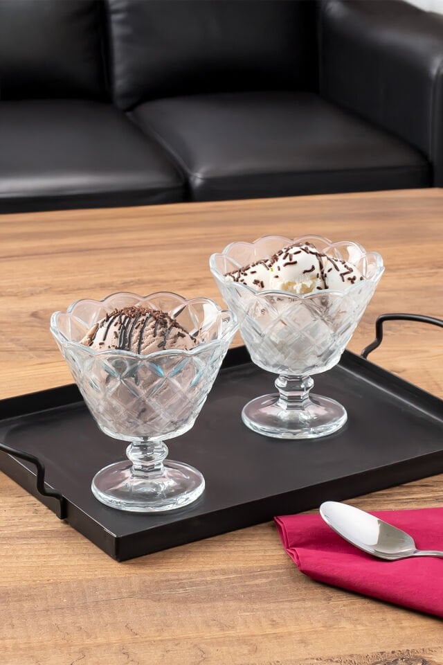 Porsima 1108 6lı Cam Ayaklı Dondurma Ve Magnolia Kasesi, Şekerlik, Çerezlik Sunum Kasesi 180ml