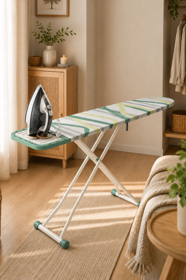 Perilla 15017-11 Aleece Beyaz Katlanabilir Yükseklik Ayarlı Ütü Masası 38x130 cm – Buhar Geçirici Monoblok Sac Tablalı