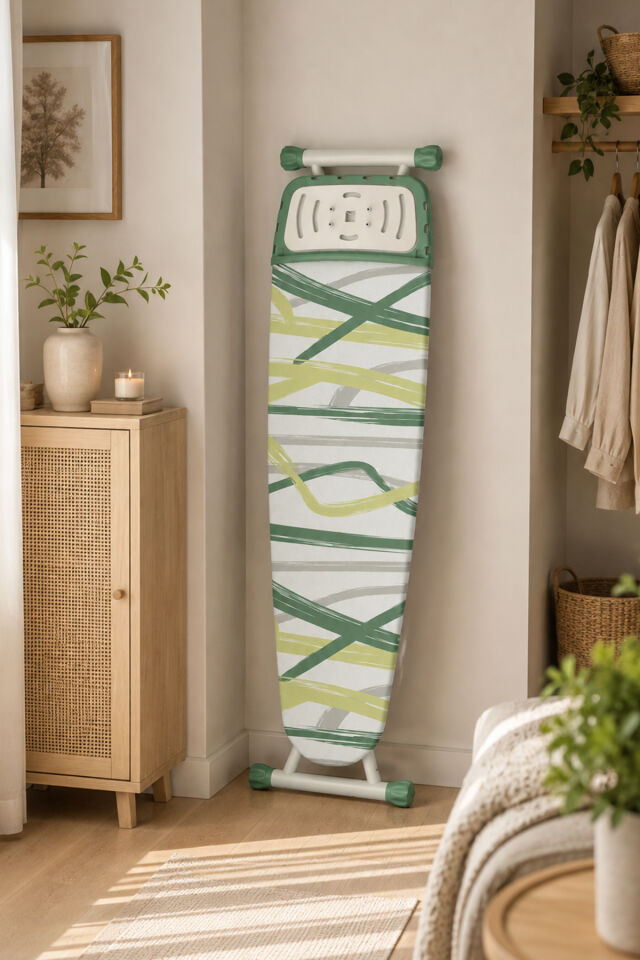 Perilla 15017-11 Aleece Beyaz Katlanabilir Yükseklik Ayarlı Ütü Masası 38x130 cm – Buhar Geçirici Monoblok Sac Tablalı