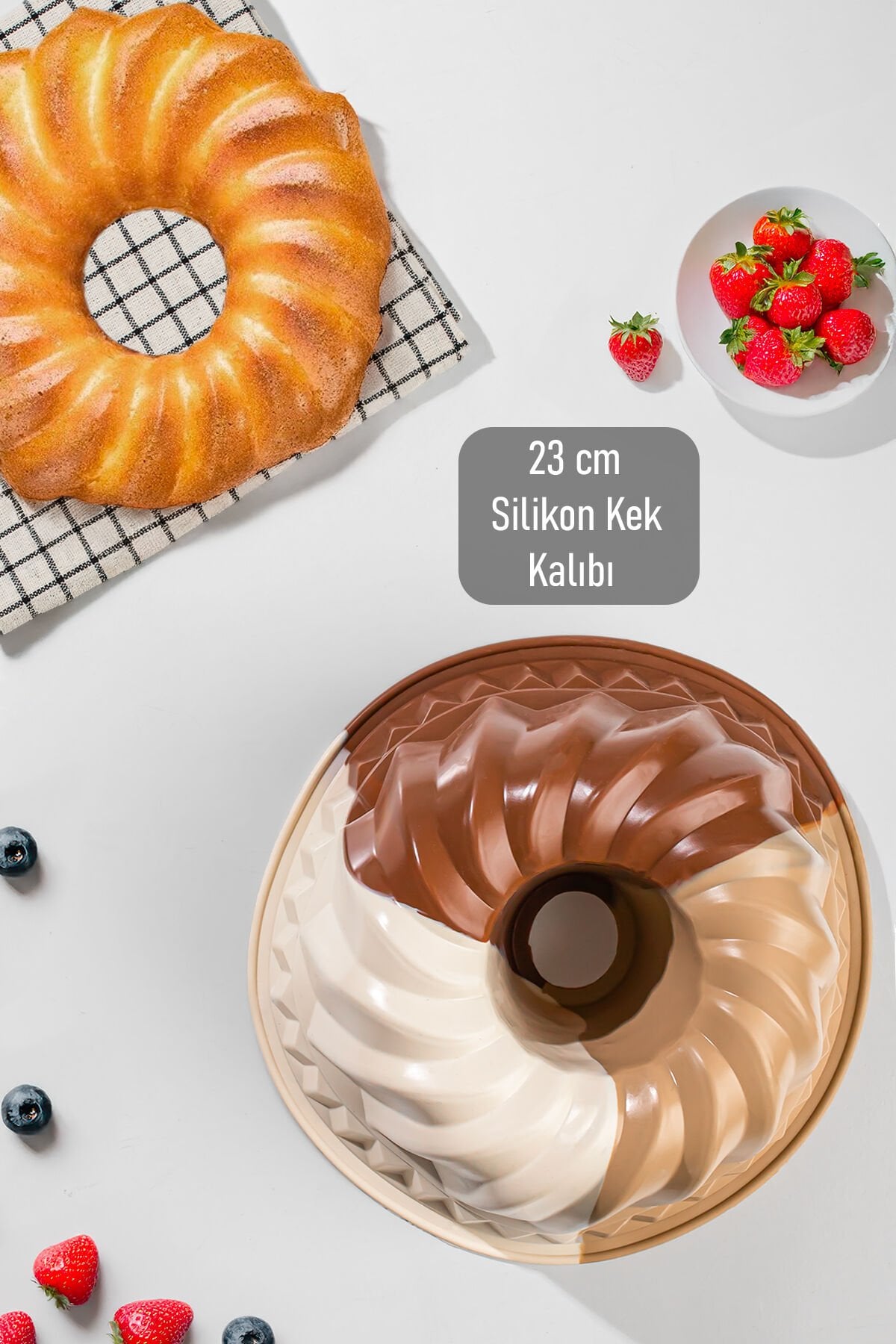 Porsima 193 BPA İçermez Gıda ile Temasa Uygun Silikon Kek Kalıbı, Tart Kalıbı 23 cm