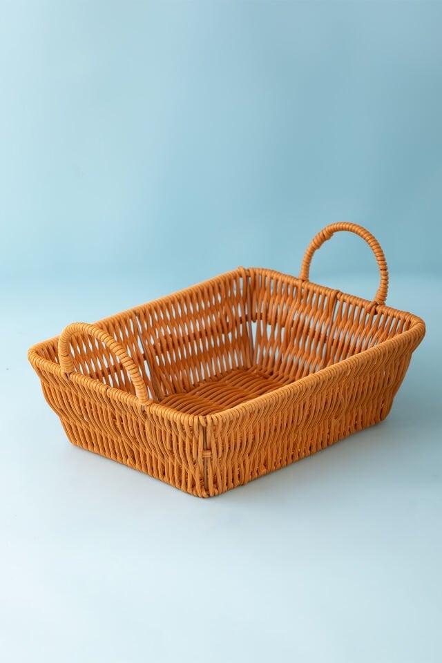 Porsima 301-D Dikdörtgen 3'lü Dekoratif Ev Düzenleyici Kendinden Kulplu Hasır Seti Banyo Düzenleyici Sepet