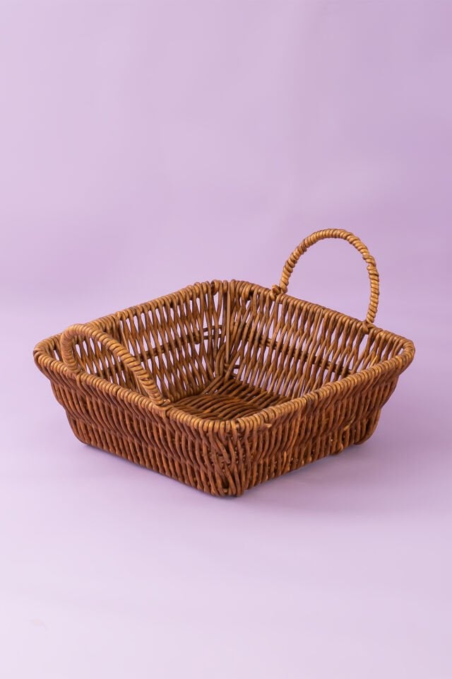 Porsima 303-C Kare 3'lü Dekoratif Ev Düzenleyici Kendinden Kulplu Hasır Seti Banyo Düzenleyici Sepet