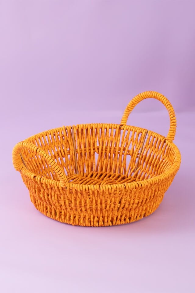 Porsima 304-A Yuvarlak 3'lü Dekoratif Ev Düzenleyici Kendinden Kulplu Hasır Seti Banyo Düzenleyici Sepet