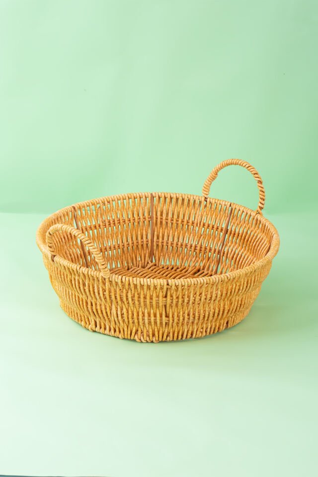 Porsima 304-B Yuvarlak 3'lü Dekoratif Ev Düzenleyici Kendinden Kulplu Hasır Seti Banyo Düzenleyici Sepet