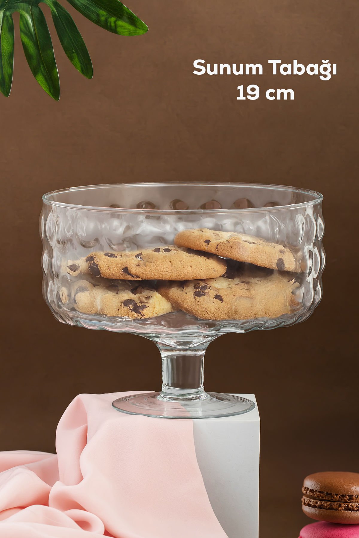 Porisma RGY077 Bubbles Ayaklı Cam Kek Fanusu, Pasta / Kek / Tatlı Şık Sunum Standı 19 Cm