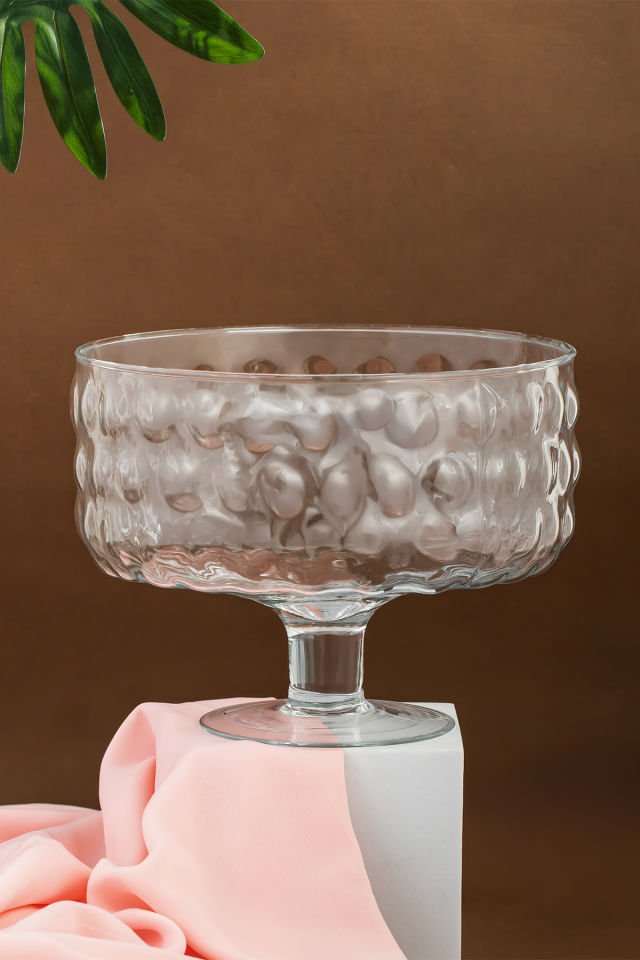 Porisma RGY077 Bubbles Ayaklı Cam Kek Fanusu, Pasta / Kek / Tatlı Şık Sunum Standı 19 Cm