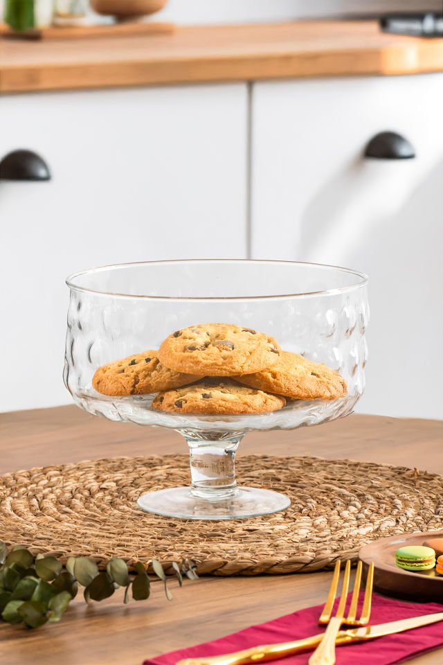 Porisma RGY077 Bubbles Ayaklı Cam Kek Fanusu, Pasta / Kek / Tatlı Şık Sunum Standı 19 Cm