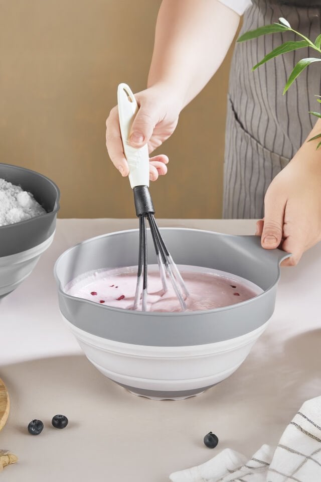 Porsima S-00113 3'ü 1 Arada Katlanabilen Mikser Karıştırma Kabı, Süzgeç, Badya 4 Parça Mutfak Hazırlık Ve Çeyiz Seti