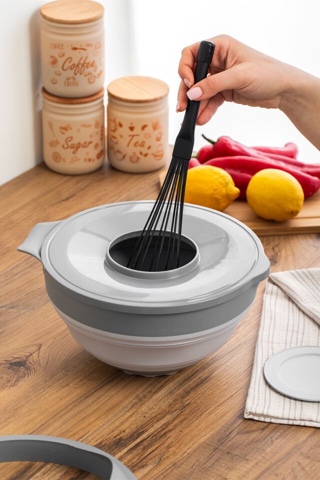 Porsima S-00113 3'ü 1 Arada Katlanabilen Mikser Karıştırma Kabı, Süzgeç, Badya 4 Parça Mutfak Hazırlık Ve Çeyiz Seti