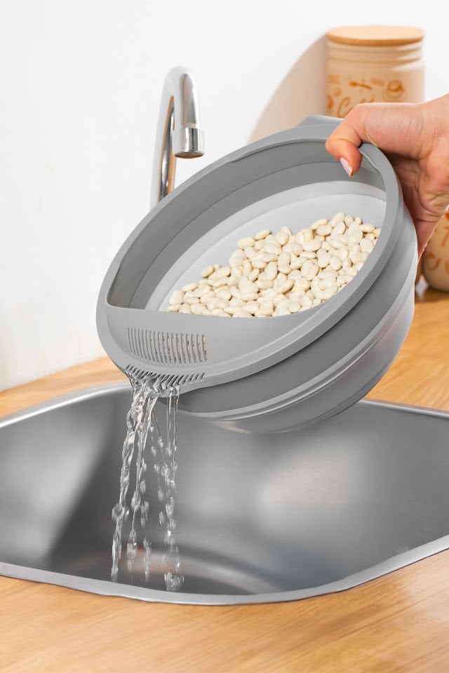 Porsima S-00113 Akordiyon Katlanabilir Süzgeç Seti, Mikser Karıştırma Kabı Mutfak Çeyiz Seti