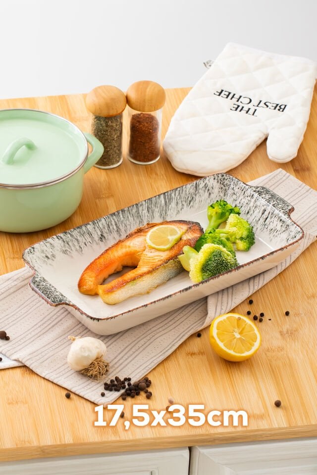 Porsima 083 Dikdörtgen 3'lü Fırın Kabı Servis Kabı Oval Sunumluk Tepsi ,Çerezlik Tabak Siyah