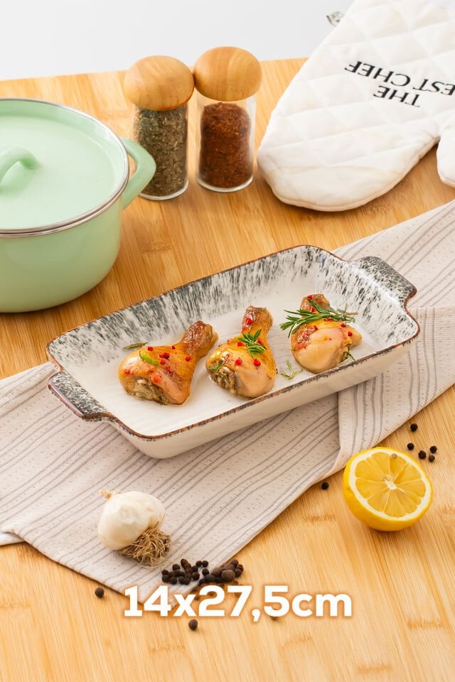 Porsima 083 Dikdörtgen 3'lü Fırın Kabı Servis Kabı Oval Sunumluk Tepsi ,Çerezlik Tabak Siyah