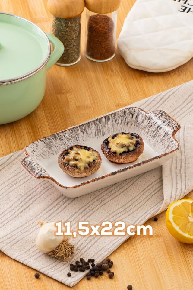 Porsima 083 Dikdörtgen 3'lü Fırın Kabı Servis Kabı Oval Sunumluk Tepsi ,Çerezlik Tabak Siyah