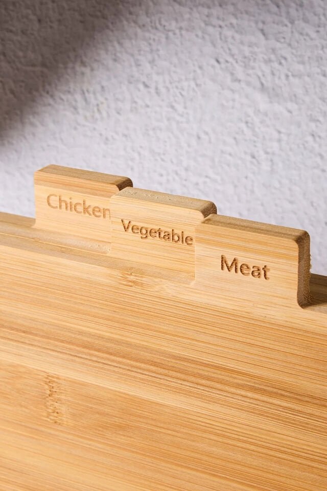 Porsima 16668 Piero Bambu 3lü Standlı Kesme Tahtası Seti Kesim Panosu Ahşap Kesme Tahtası 32cm