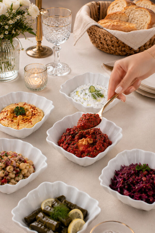 Porsima 6'lı Beyaz Porselen Kase Seti – Çerez, Meze, Salata ve Kahvaltılık Servis Kasesi 15cm