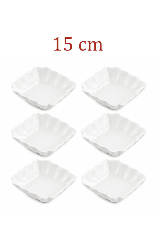 Porsima 6'lı Beyaz Porselen Kase Seti – Çerez, Meze, Salata ve Kahvaltılık Servis Kasesi 15cm