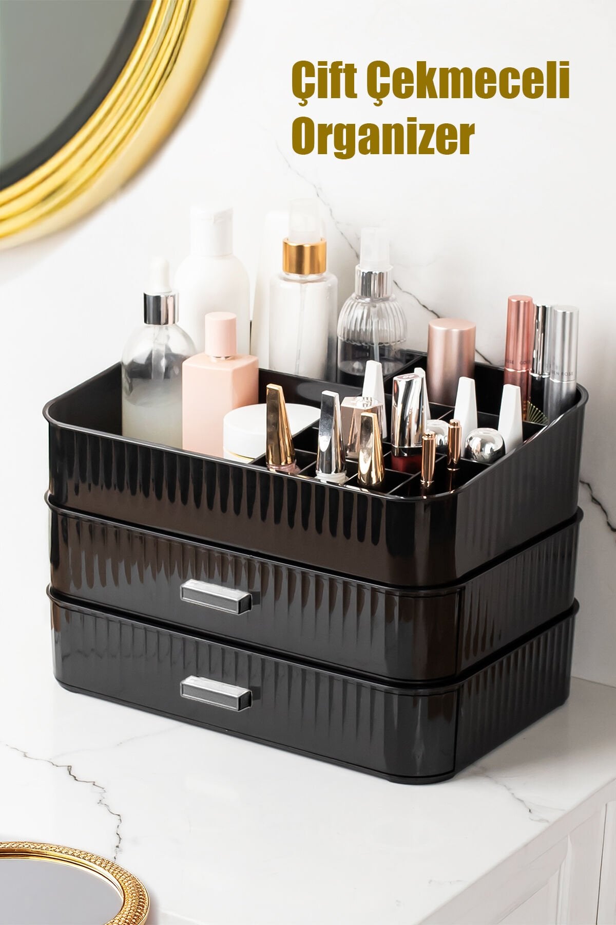 Porsima 0620 3 Katlı Çekmeceli Takı Makyaj Organizeri Düzenleyici Makyaj Çekmeceli Bijuteri Mücevher Kutusu
