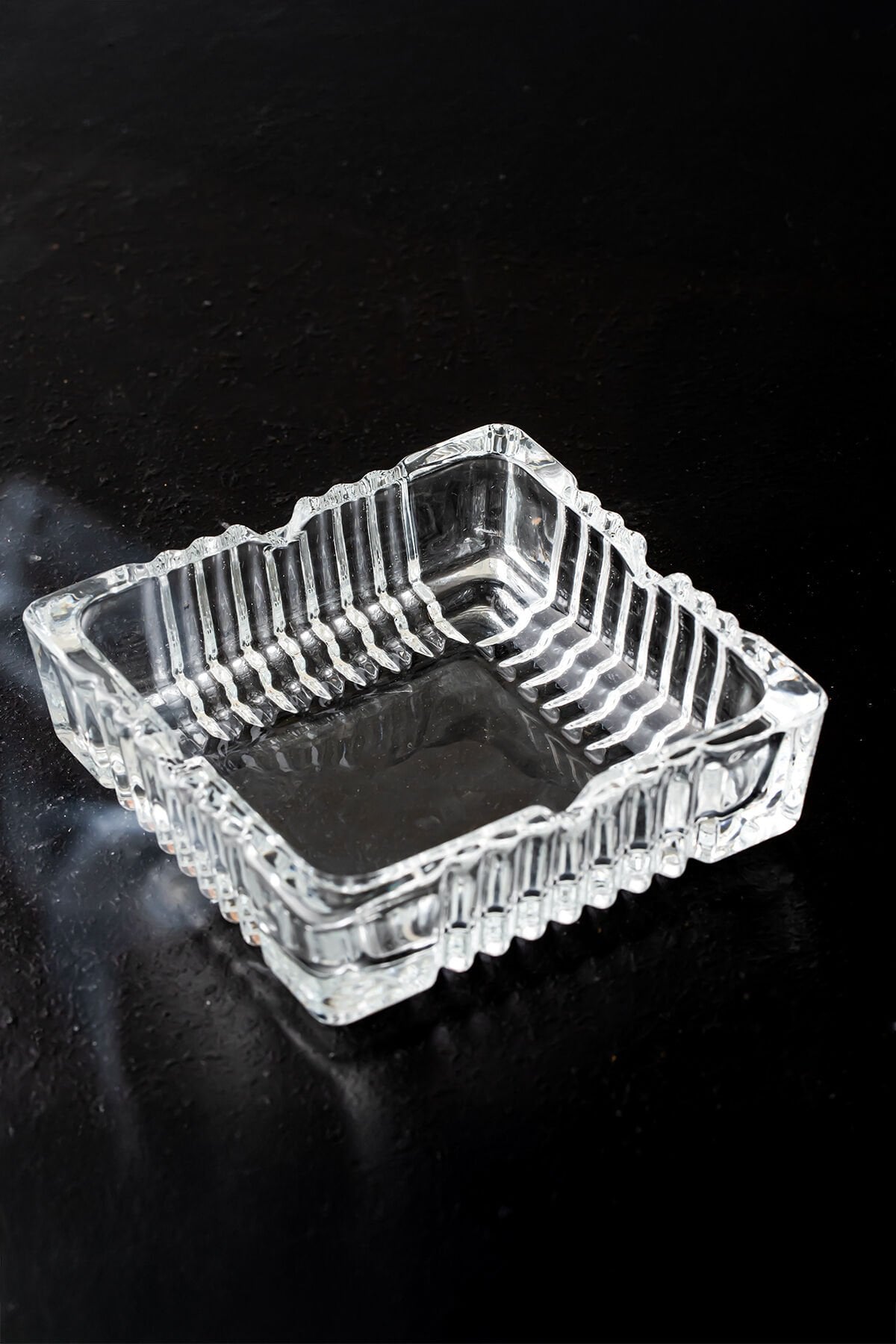 Porsima KLK-02 Kristal Cam Kare Küllük - Şeffaf Lüks Kül Tablası 12x12 cm