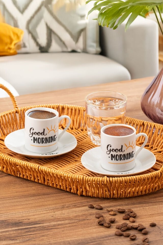 Porsima 06 Porselen 12 Parça 6 Kişilik Türk Kahvesi Fincan Takımı 90ml