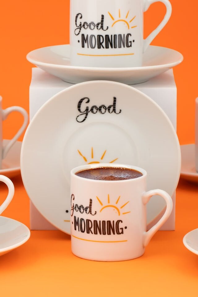 Porsima 06 Porselen 12 Parça 6 Kişilik Türk Kahvesi Fincan Takımı 90ml