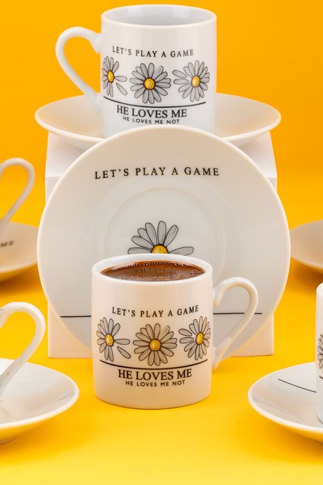 Porsima 07 Porselen 12 Parça 6 Kişilik Türk Kahve Fincan Takımı 90 ml