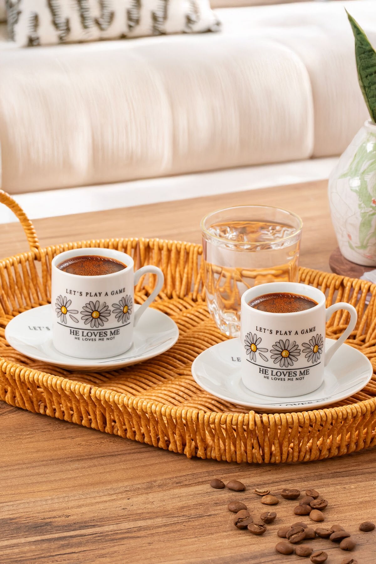 Porsima 07 Porselen 12 Parça 6 Kişilik Türk Kahve Fincan Takımı 90 ml