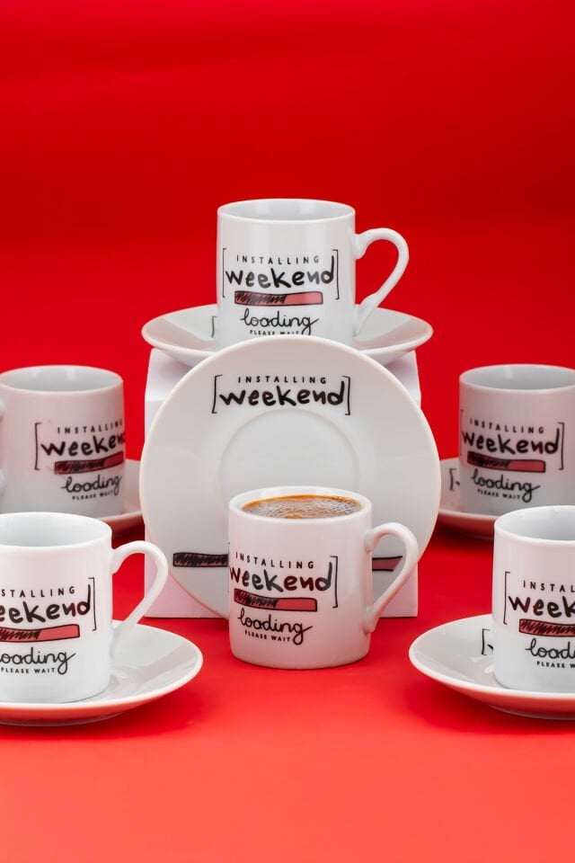 Porsima 09 Porselen 12 Parça 6 Kişilik Türk Kahve Fincan Takımı 90ml