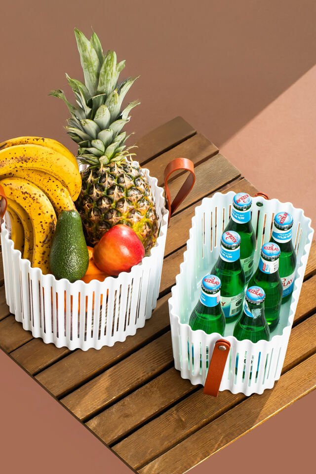 Porsima 4316 Beyaz 3'lü Sepet Seti – Banyo Mutfak Organizeri, Tezgah Üstü ve Kirli Çamaşır Sepeti