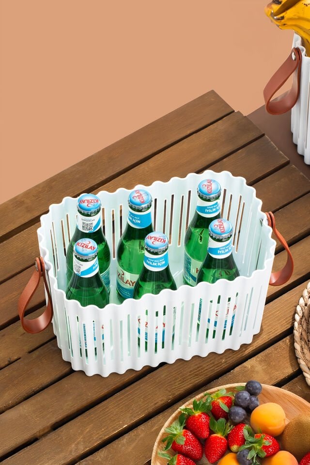 Porsima 4317 Beyaz 2'li Sepet Seti Banyo Mutfak Organizeri, Tezgah Üstü ve Çamaşır Sepeti