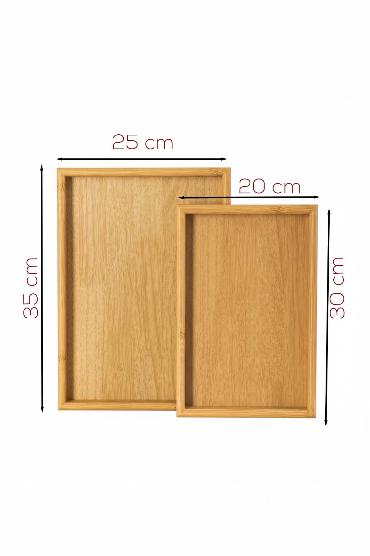 Porsima Pbt-362 Ahşap Tepsi 2li Set Çay Kahve Bambu Sunumu Tepsi Seti
