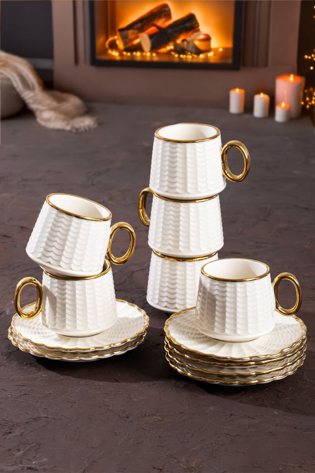 Porsima 101637 Piero 6 Kişilik Kahve Fincan Takımı  100ml  Fincanı Seti