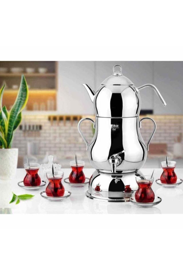 Lines Şahmeran Çelik Gövde Metal Kulp Elektrikli Semaver