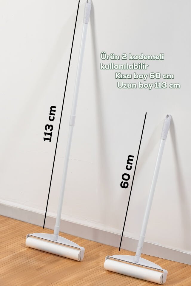 Porsima 3109 Teleskopik Uzun Saplı Yedek Başlıklı Tüy Alma Rulosu Tüy Toz Alıcı Rulo 120 Yaprak