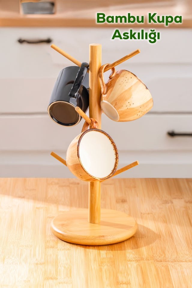 Kosova Bmb-110 Tezgah Üstü Bambu, Kupa Askılığı Fincan Askılığı, Bardak Askılığı Standı