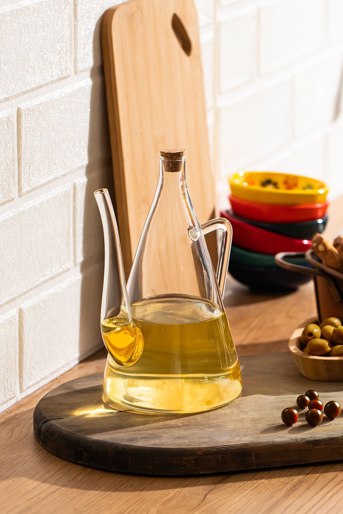 Porsima 17558 Mantar Kapaklı Borosilikat Cam Yağlık Sirkelik Yağdanlık 500 ml