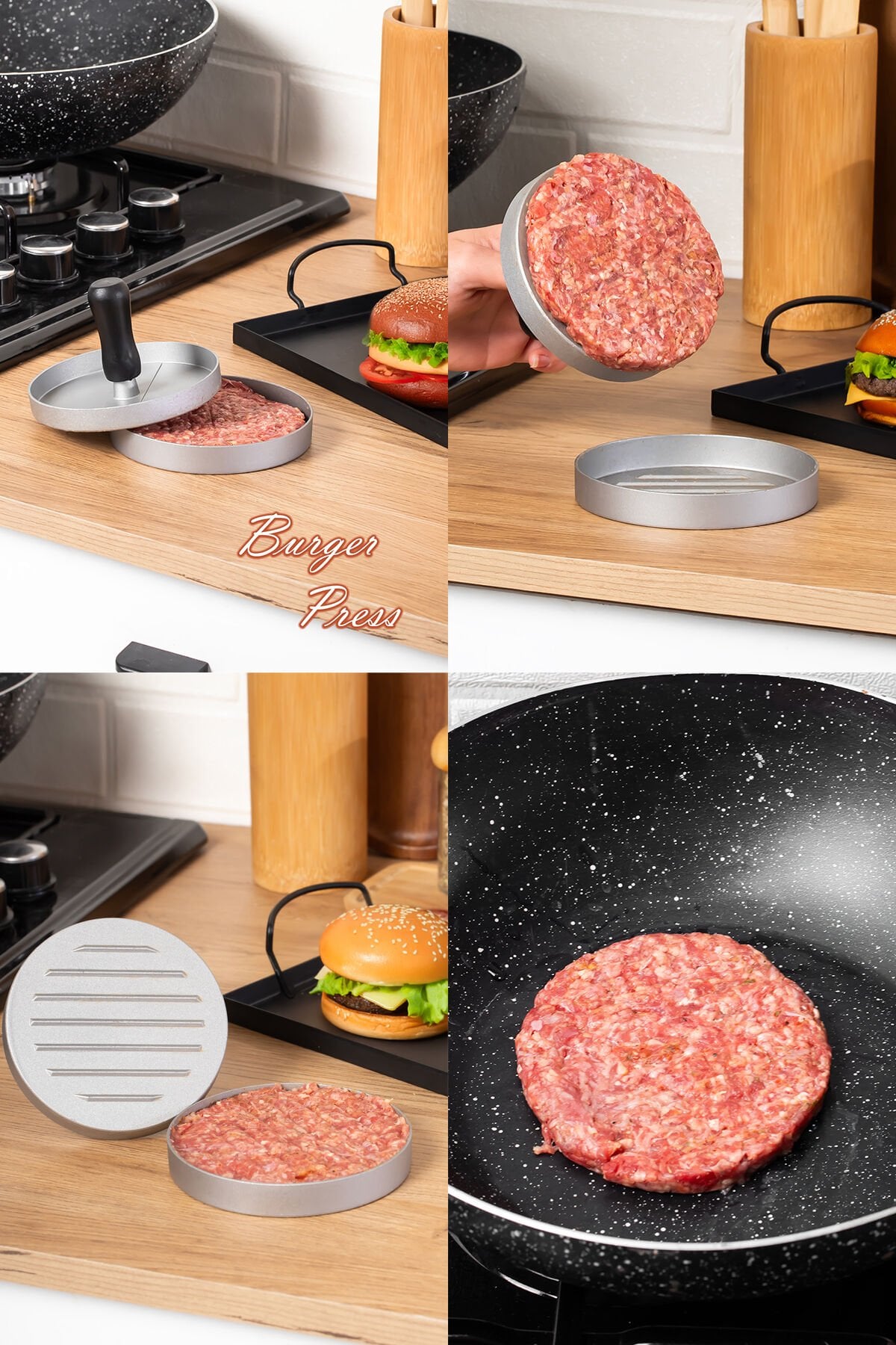 Porsima YK1579 Hamburger ve Köfte Kalıbı Köfte Presi Şekillendirici Burger Press Pratik Köfte Yapma Aparatı