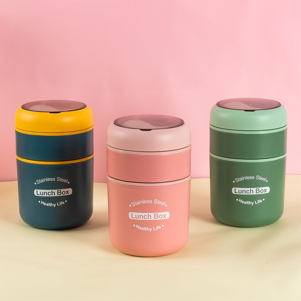 Porsima 5324 Çelik Yemek Termosu Lunch Box Taşınabilir Yemek Kabı Termos 200+650 mL
