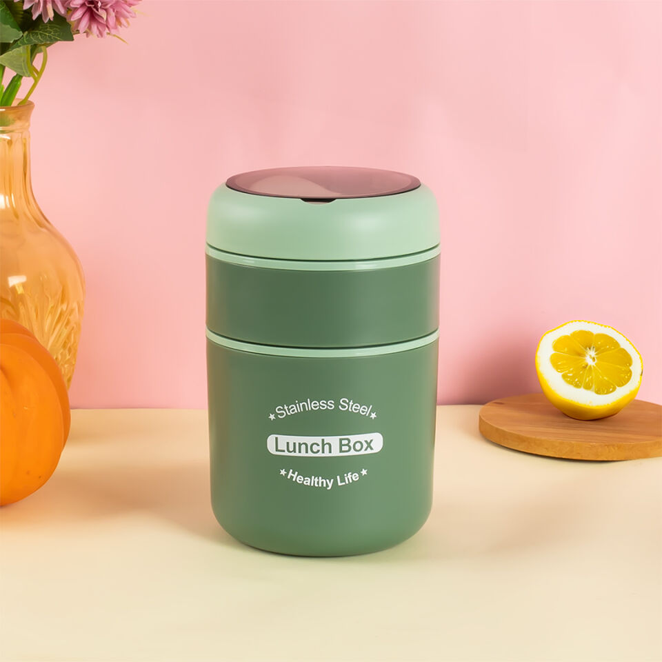Porsima 5324 Çelik Yemek Termosu Lunch Box Taşınabilir Yemek Kabı Termos 200+650 mL