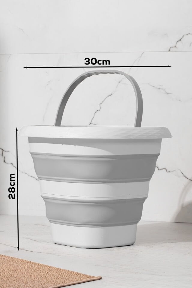 Porsima 1175 Damla Katlanabilir Silikon Su Kovası 28x30cm Banyo Balkon Katlanır Temizlik Kovası 10 Lt
