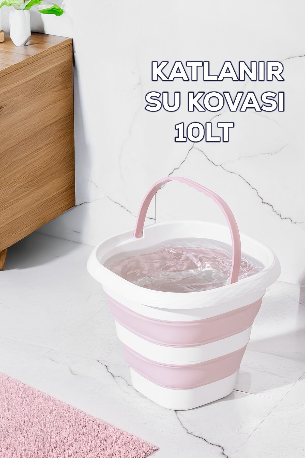 Porsima 1175-1 Damla Katlanabilir Silikon Su Kovası 28x30cm Banyo Balkon Katlanır Temizlik Kovası 10 Lt.