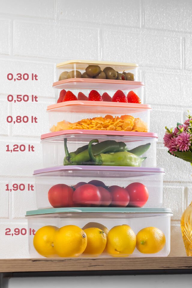 Porsima Org-400 6 Adet 12 Parça Derin Dondurucu Mikrodalga Saklama Kabı - Çok Amaçlı Erzak Saklama Kabı Seti
